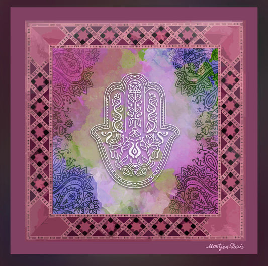 Carré 90 – Aquarelle Khamsa